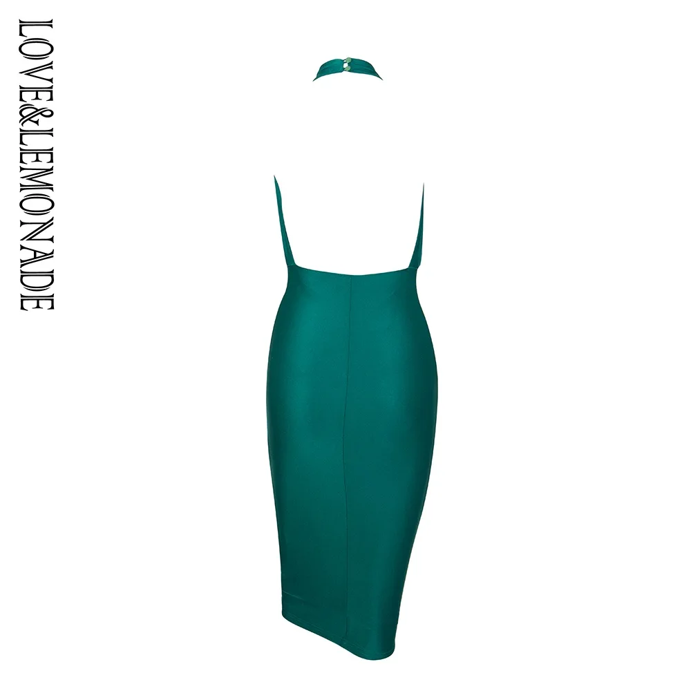 Платье с зеленым воротником и открытой спиной в виде хвоста LM1263|Женские платья| |