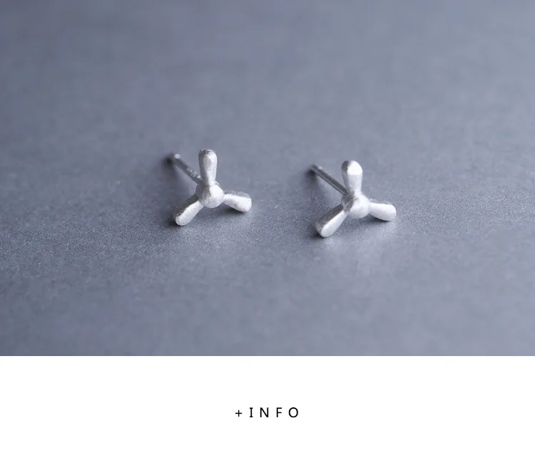 

S925 svjewelry brushed three leaf windmill earrings female sterling svJapan and South Korea simple earrings for women