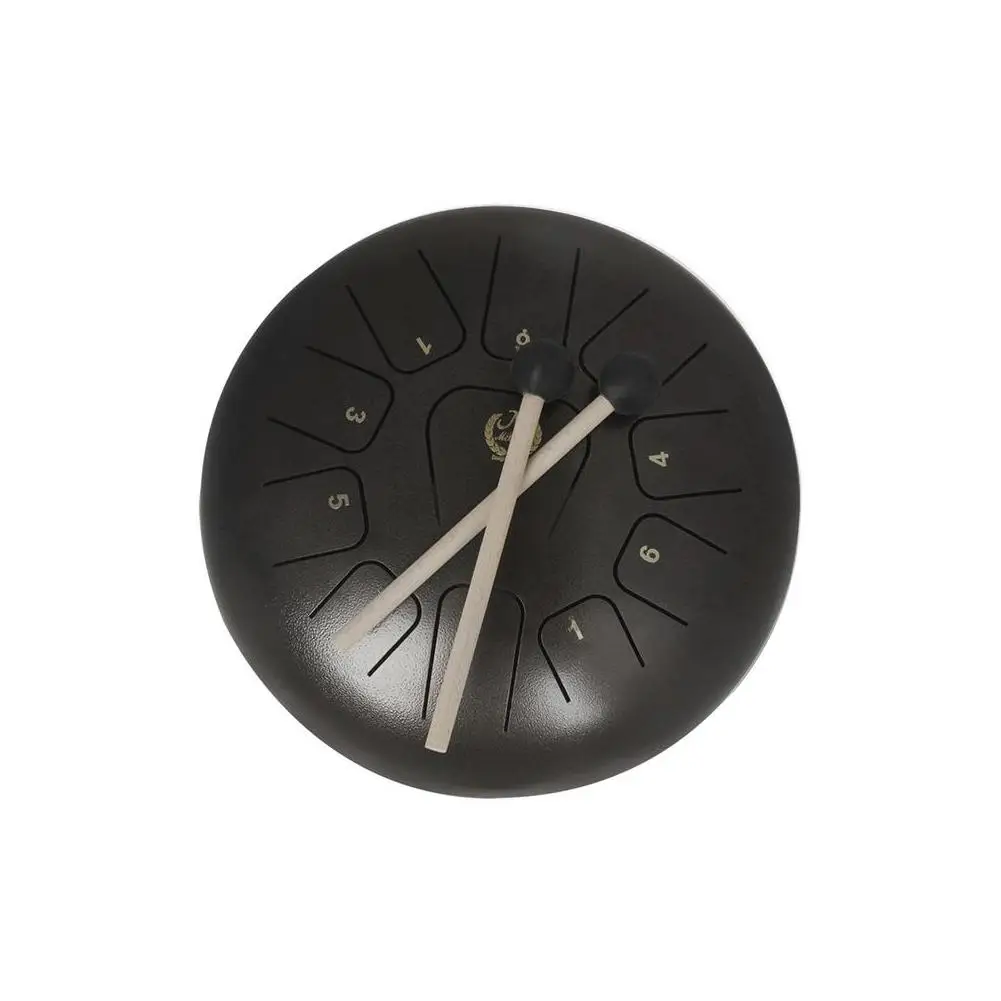 Professional 12 Inch Large Size 11 Tone Steel Tongue Drum Tank Drum Handpan Percussion Instrument with Drumsticks Carrying Bag