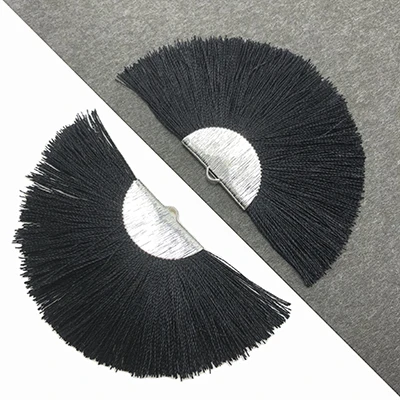 Aliexpress Высокое качество L133/4 см/веер и кисточка/серебро metar кисточки/серьги аксессуары/шелковые кисточки/богемный стиль/ювелирные материалы 2 шт./пакет - Цвет: L13317