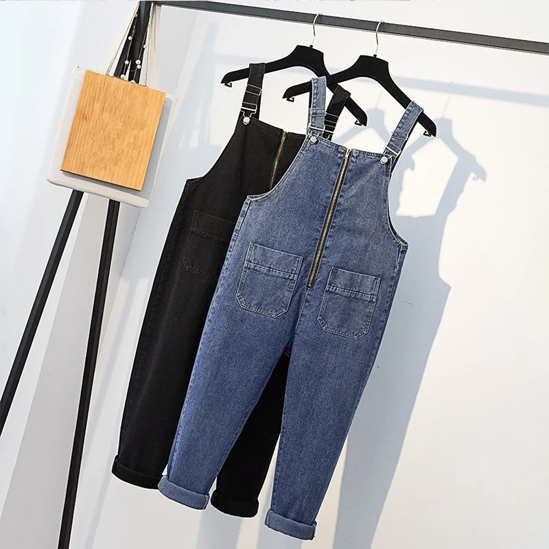 Джинсовый комбинезон размера плюс 5XL комбинезоны с высокой талией женский
