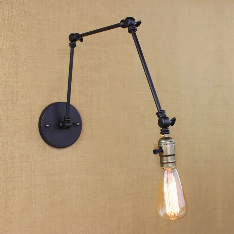 Промышленные Ретро винтажные черные Настенные светильники с регулируемой