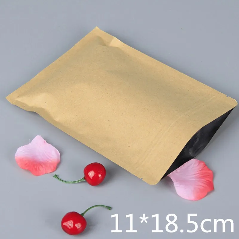 

100pcs 11*18.5cm Ziplock Seal Kraft Paper Bag with Aluminum Foil Coated