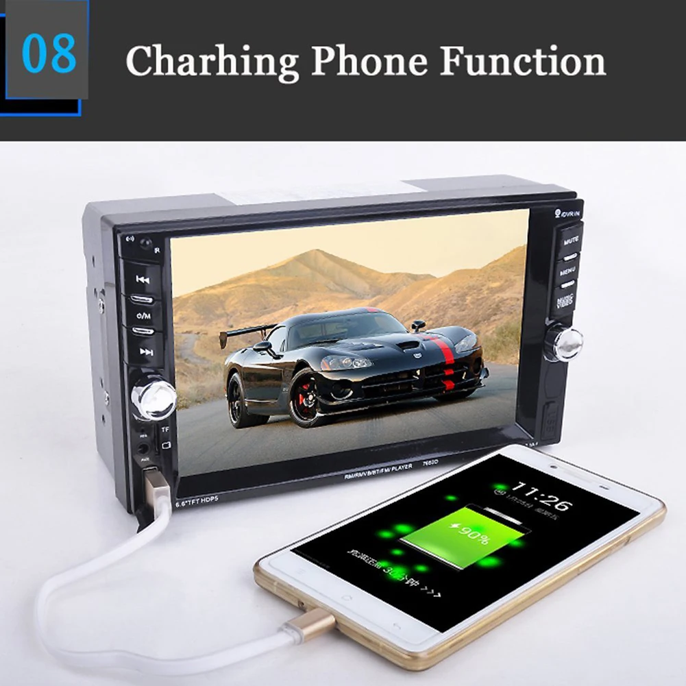 6 6-дюймовый Экран двойной Din автомобильный Радио Стерео Bluetooth MP5 плеер с