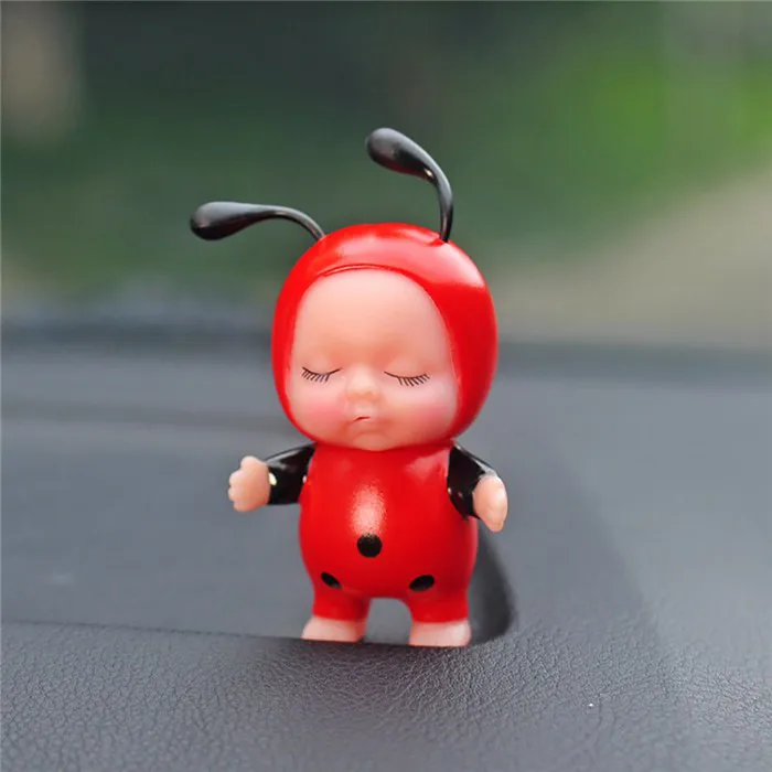 Ladybug Милые украшения для приборной панели автомобиля, игрушки, Мультяшные кавайные украшения, Спящая детская кукла, автомобильные аксессуары для интерьера, подарки - Название цвета: Ladybug