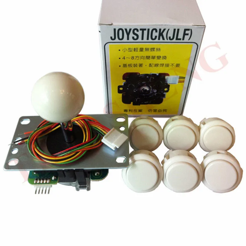 White Высокое качество Sanwa комплект JLF-TP-8YT 5Pin джойстик+ 6 шт. OBSF-30 кнопки для DIY kit Mame Jamma - Цвет: White