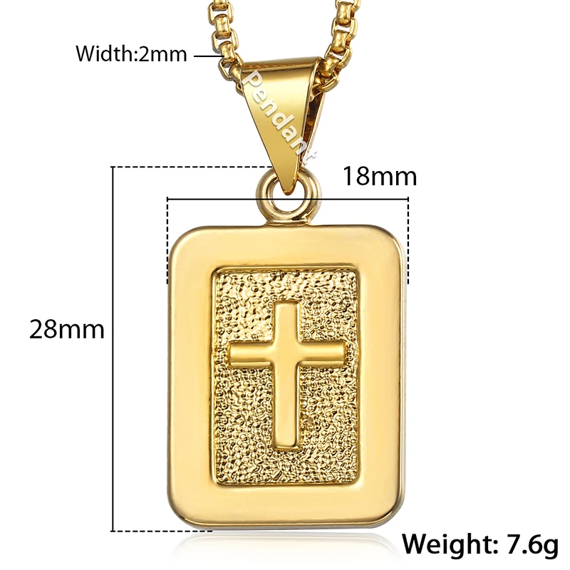 Davieslee Для мужчин s крест кулон ожерелья Dog Tag Кристиан резные религиозных золотые