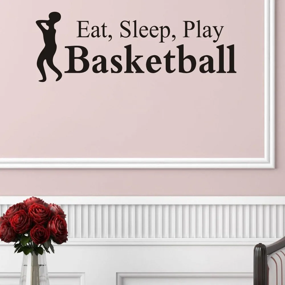Eat Sleep Play баскетбольная наклейка с буквами Настенный декор для комнаты Спортивная
