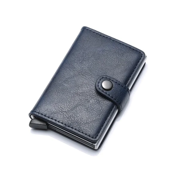 dark blue Новинка RFID визитница мужские кошельки сумка для денег Мужской винтажный 6 цветов короткий кошелек маленький кожаный бумажник мини кошельки тонкий - Цвет: dark blue