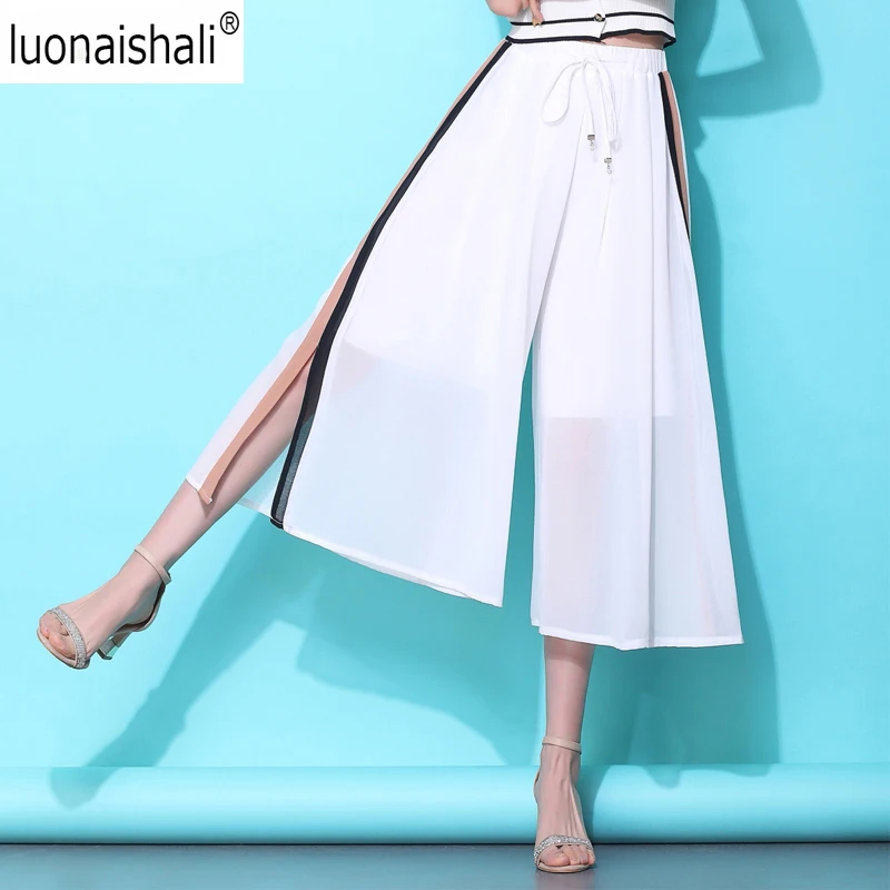 Гладкие элегантные женские брюки весна лето 2019 с эластичной резинкой на талии