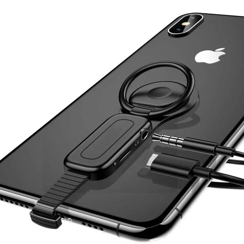 3.5mm Складное зарядное устройство с кольцом для iPhone 7, 8 Plus, X, XR, XS, Макс., до 3,5 мм, зарядное устройство, Aux адаптер, держатель - Цвет: 3.5mm