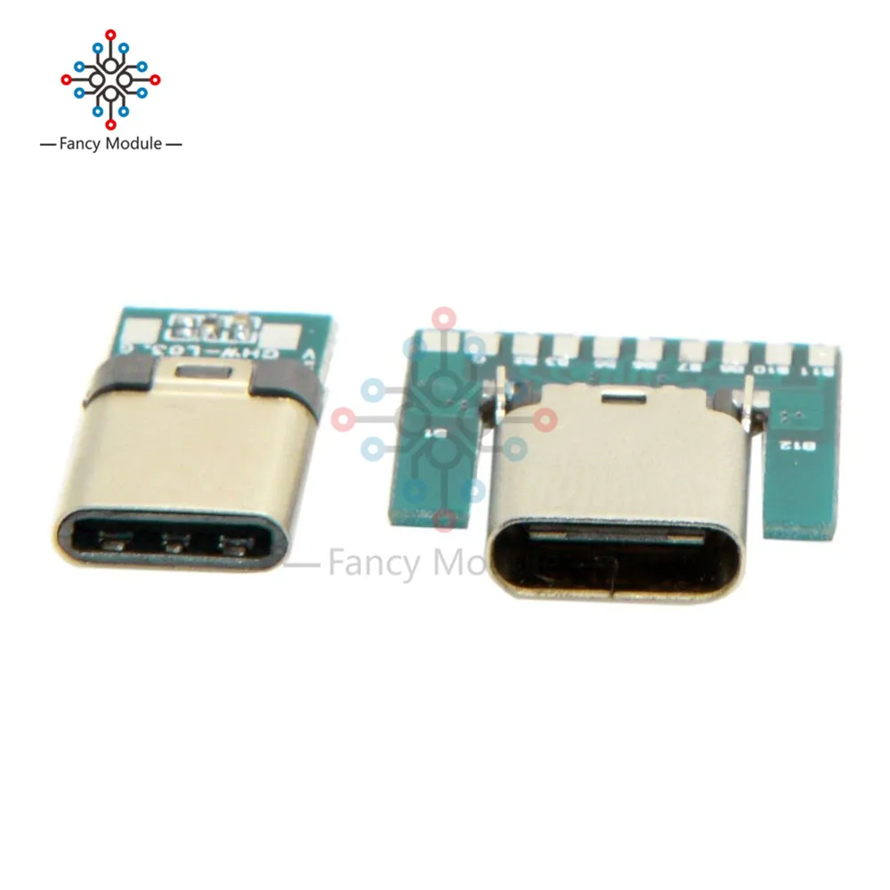 USB 3,1 type C разъем 24 контакта штекер/гнездо адаптер розеток для припоя провода и кабеля 24 контакта поддержка печатной платы