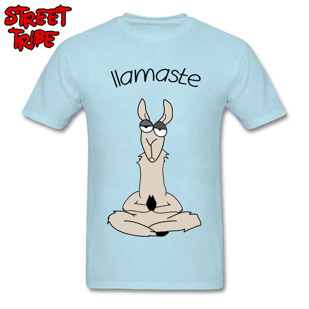 Llamaste Llama футболка Веселая Мужская футболка женская футболка с рисунком Намасте на заказ из хлопка высокого качества белые топы интересные футболки - Цвет: Light Blue