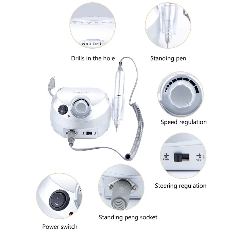 США/ЕС 35000 об./мин Электрический Маникюрный станок для ногтей с 30 шт. набор сверл