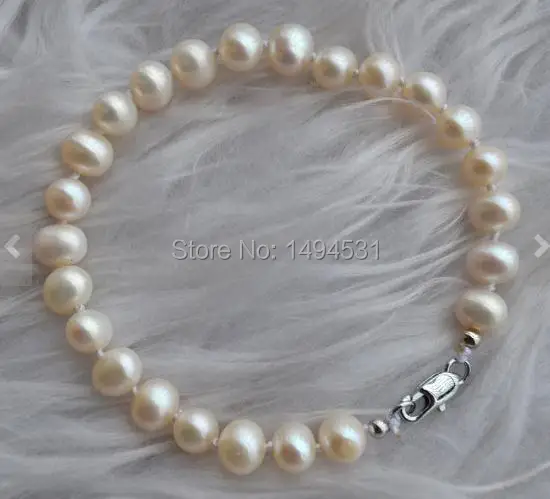 Браслет жемчужный белый 7 дюймов 6-7 мм | Браслеты