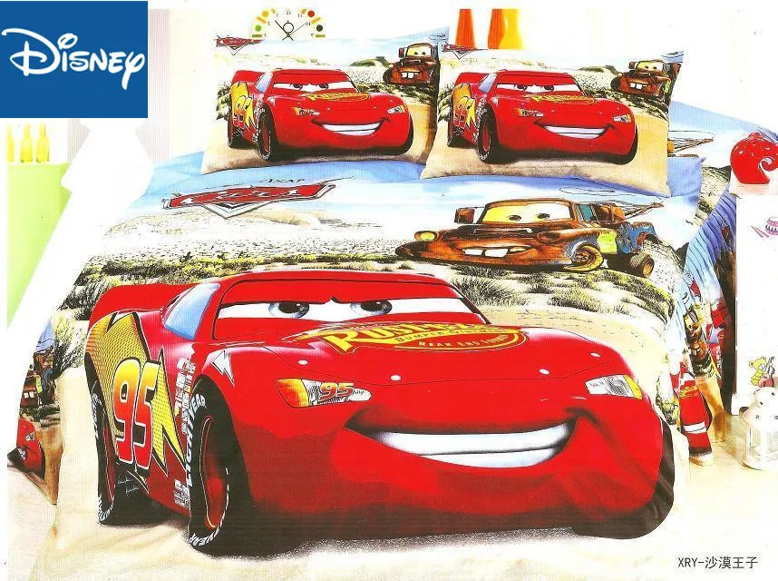 Economici Disney McQueen Auto Trapunte Set Di Biancheria Da Letto Singolo Formato Per I Ragazzi Da Letto Decorazione Doppia Trapunta Coperture Piatto Copriletto 3/4 Pcs Sconto Vendita Calda