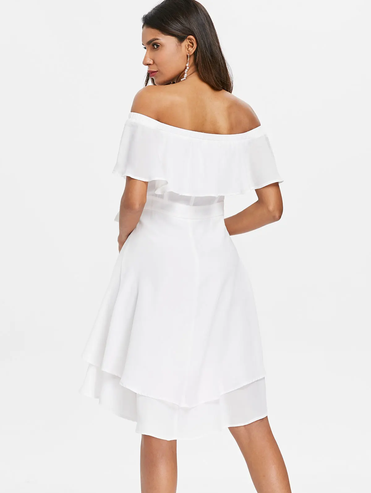 Женское шифоновое платье с открытыми плечами VESTLINDA повседневное однотонное