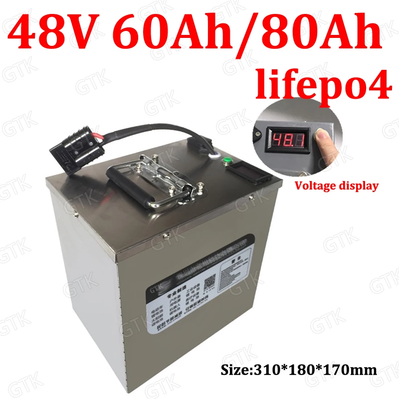 Аккумуляторная батарея Lifepo4 48 в 60 ач 80 Ач для скутера велосипеда гольф-мобиля