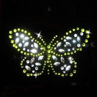 2pclot little butterfly design hot fix rhinestone iron on crystal transfers design patches for shirt bag shoes