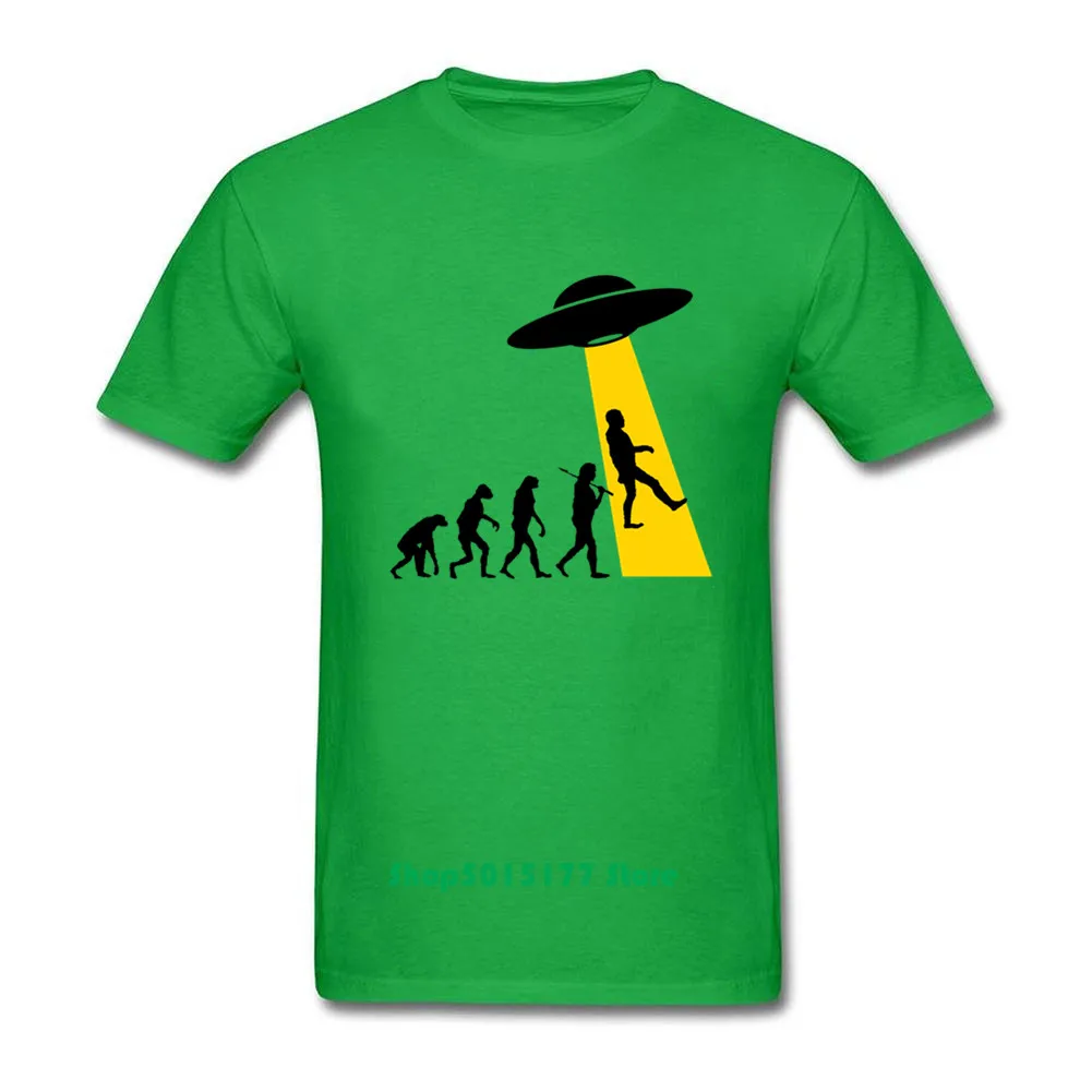 Ufo dubation Human Evolution Aliens UFO смешное искусство Мужская футболка с круглым вырезом 100%