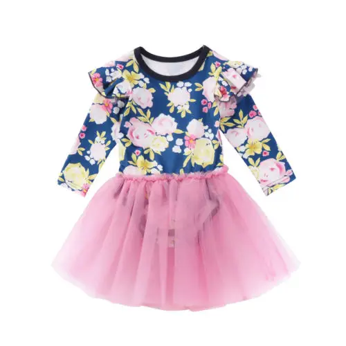 Newborn Toddler Kids Baby Girl Floral Romper Dress Lace Tutu Clothes Children Infant Girls Lovely Brief Dresses Print 6M-4T | Детская