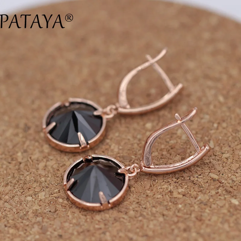 PATAYA Новые Модные Разноцветные серьги 585 розовое золото фиолетовый круглый натуральный кубический цирконий висячие серьги женские роскошные серьги