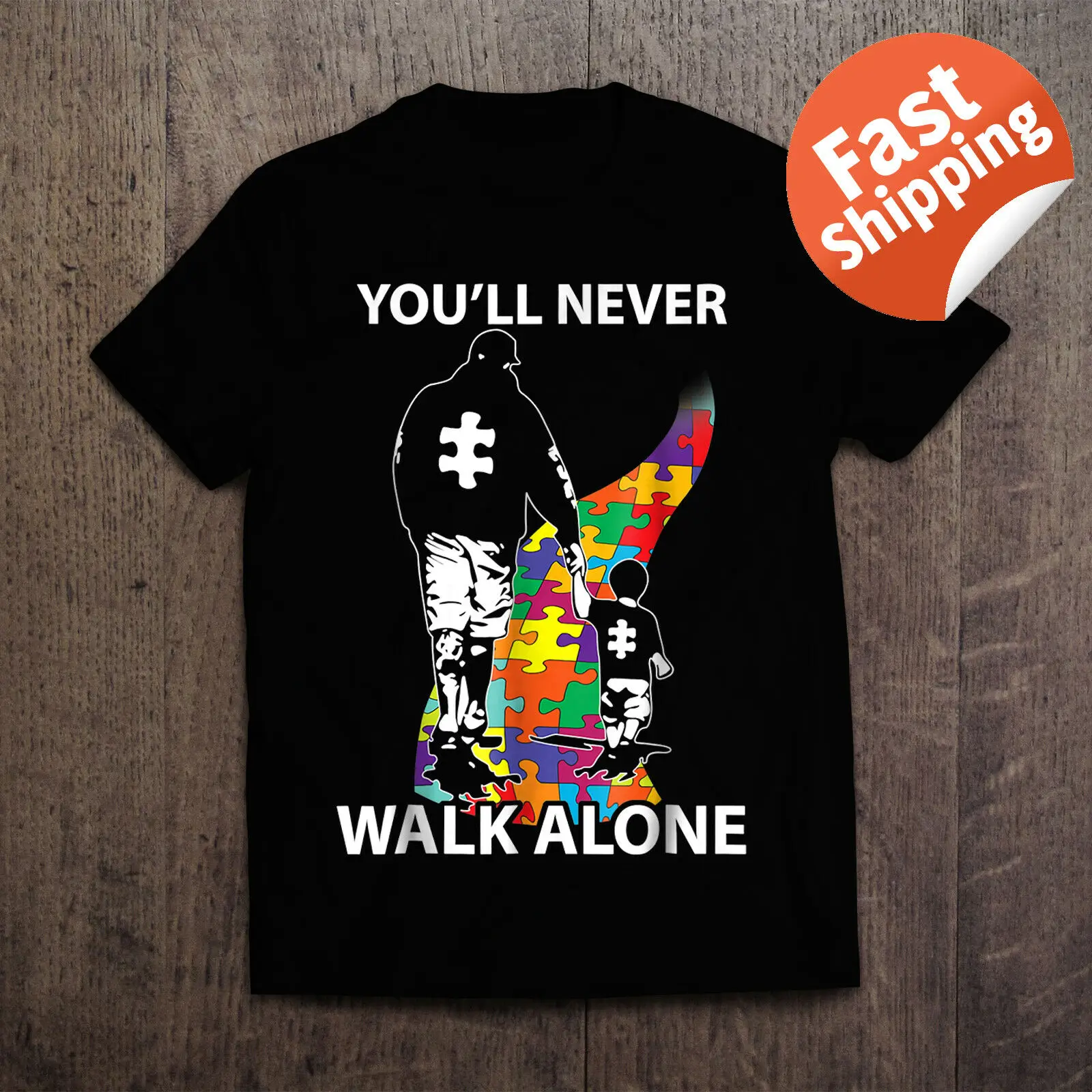 

You'Ll Never Walk Alone Shirt Puzzle Pieces Autism Awareness newest 2019 Men T-Shirt Fashion Men Clothing Brand T shirt