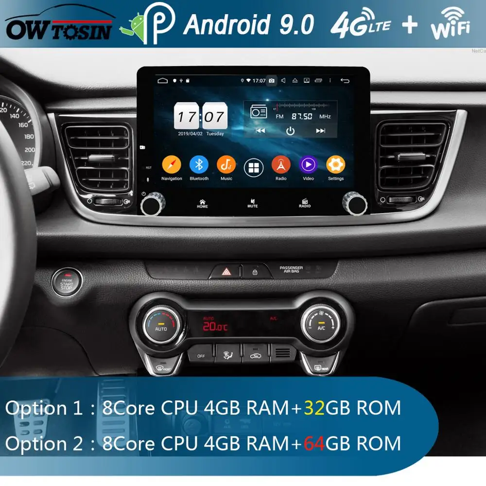 Автомагнитола 9 "IPS 8 ядер 4 Гб ОЗУ + 64 ПЗУ Android 0 GPS для Kia Rio 2017 2018 DSP CarPlay Parrot BT стерео