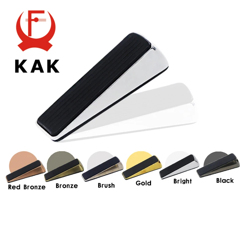 

KAK Nail-free Zinc Alloy Door Wedge Stop Door Stopper Rubber Hidden Door Holders Bronze Gold Black Bright Chrome Door Hardware