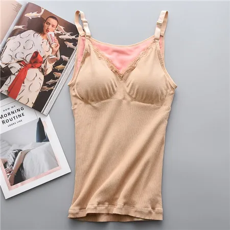 As Picture Shows Сексуальное женское нижнее белье, топ Femme, уплотненный, теплый, на бретелях, для женщин, Spagetti, на бретелях, топ с подкладкой, жилет, Осень-зима, нижнее белье для женщин X3 - Цвет: As Picture Shows