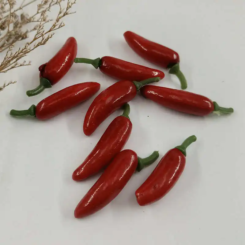 Red pepper pedicle 10. Unidades pacote DE Espuma Misturada Mini Simulacao DE Frutas e Legumes Artificiais Cozinha Brinquedos para As Criancas DE - Цвет: Red pepper pedicle