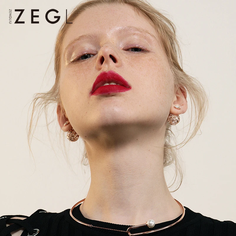 Женские двойные серьги ZEGL с покрытием из розового золота кольца|Серьги-гвоздики|