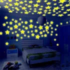 100 шт.лот, светящиеся в темноте настенные стикеры со звездами для украшения спальни, светящиеся флуоресцентные аксессуары для украшения дома