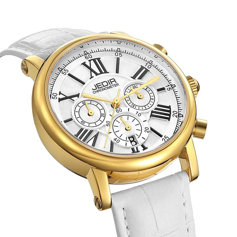 Gold white Модные женские часы-браслет JEDIR лучший бренд Роскошные женские кварцевые часы для влюбленных Relogio Feminino спортивные наручные часы - Цвет: Gold white