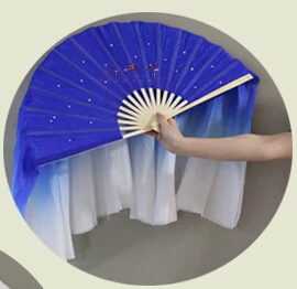 Blue White Новая шелковая вуаль для танца живота, 66 см, 2 стороны, 1 пара, шелк, складная, ручная работа, для фанатов, для выступлений на сцене, реквизит для фанатов - Цвет: Blue White