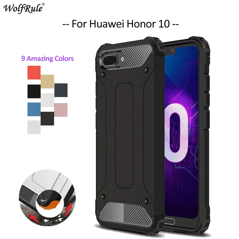 Для подходящих чехлов Huawei Honor 10 чехол WolfRule TPU и PC армированный бампер для телефона