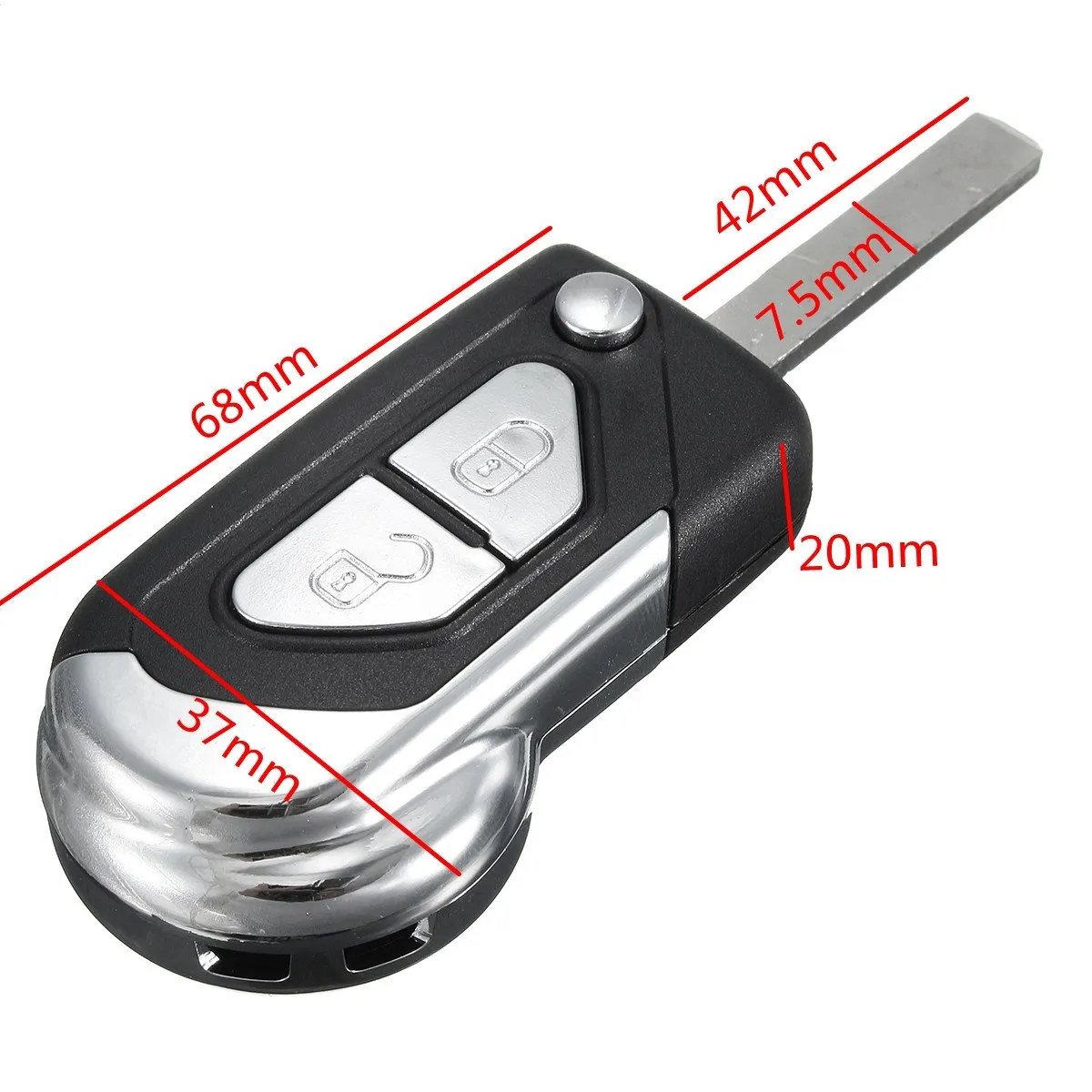 Черный чехол брелок с 2 мя кнопками для разблокировки покрытием Citroen DS3|2 button|2 buttons