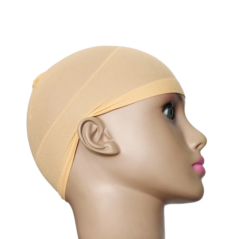Beige 2 Pcs/Set Unisex Stocking Wig Liner Cap Nylon Stretch Breathable Mesh Hat JIU55 - Color: Beige