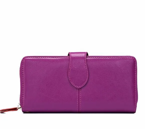 

Classic women solid genuine leather zip purse high quality