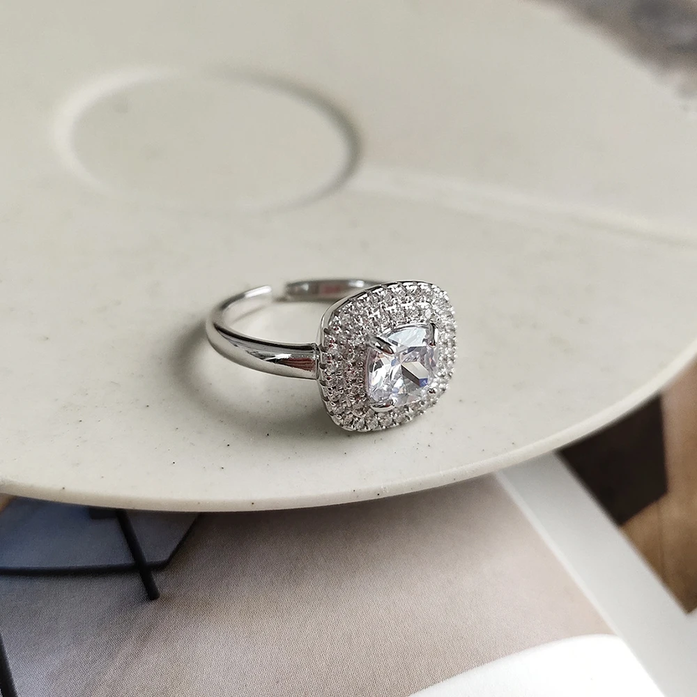 Белый циркониевый камень квадратный Фианит штабелируемое свадебное кольцо