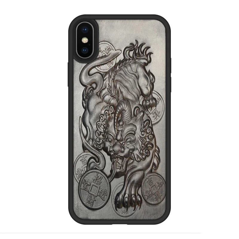 Роскошные изделия из резного черного дерева 3D стерео чехол для iPhone XS TPU полная защитная задняя крышка чехол для телефона чехол s для iPhone X XR XS Max - Цвет: as picture
