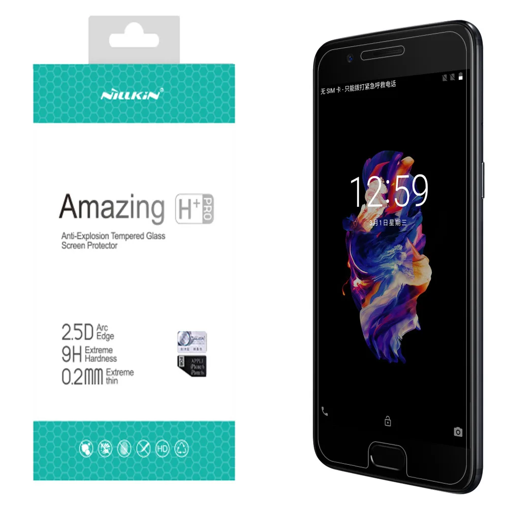 Для OnePlus 5T для One plus 5t Nillkin противоударное закаленное стекло HD H + Pro/0 2 мм 2.5D arc Защита