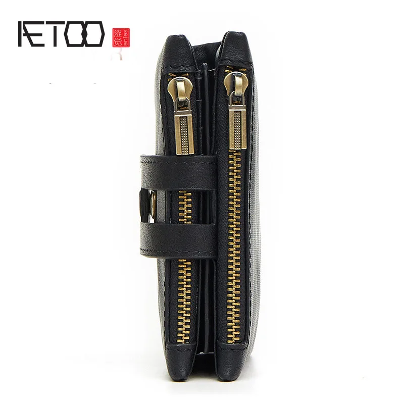 AETOO кожаный мужской кошелек, анти-RFID, Пираты кисти, Мода для отдыха, мульти-карта, папка для денег, сумка в винтажном стиле