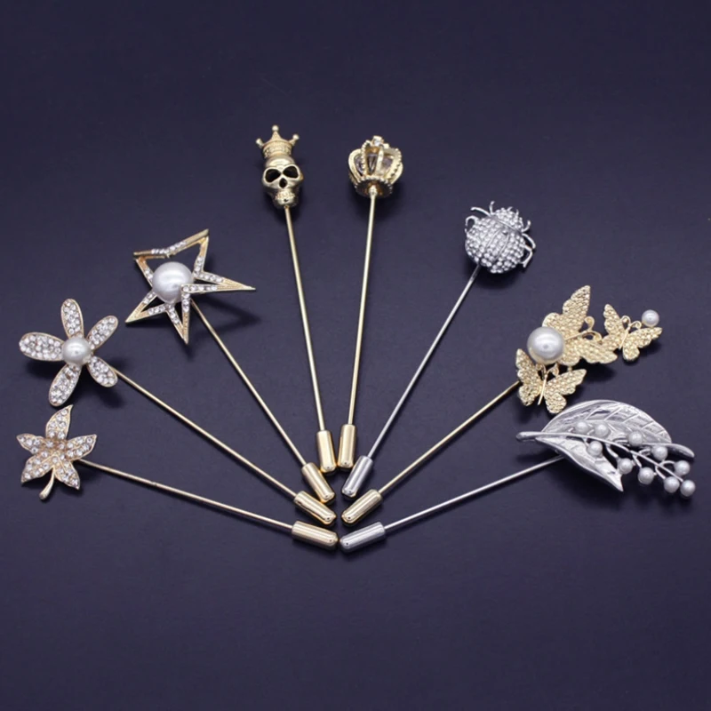 Мужские броши бутоньерка пуговица жемчуг булавка для лацкана тиара в стиле панк