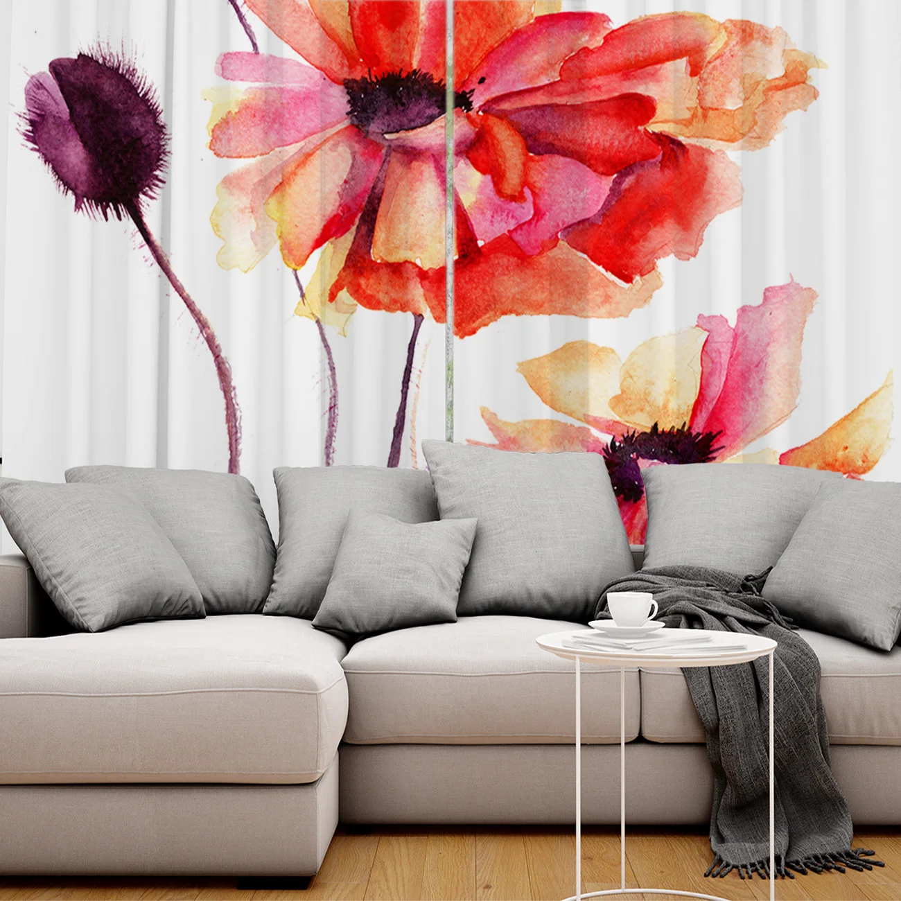 

Dear House Curtains Watercolor Flowers Curtains Living Room Decor