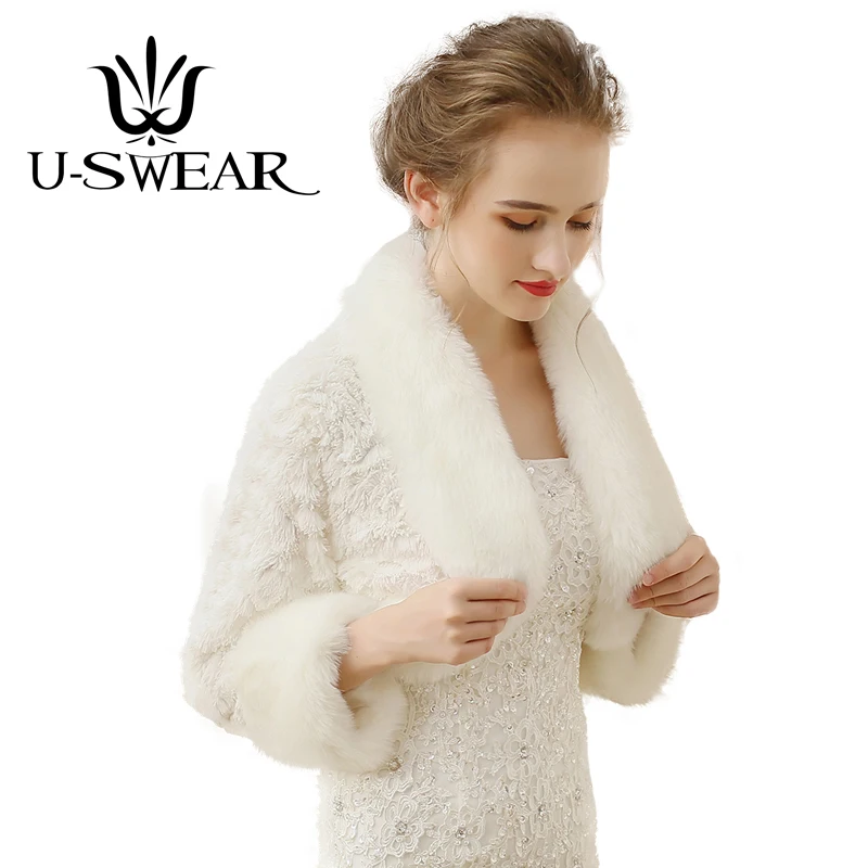 U-SWEAR 2020 Winter New Arrival Ivory Red Women Wedding Jackets Full Sleeve Warm Flora Bolero Jacket Bridal Wraps | Свадьбы и