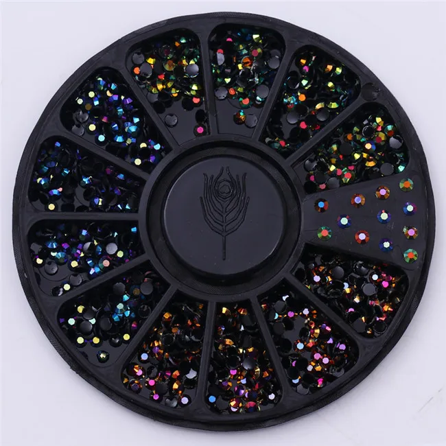 AB Black Box DIY ногтей колесо Типсы Кристалл Сверкающие Стразы 3D дизайн ногтей украшение белый AB Цвет акриловое сверло - Цвет: AB Black Box