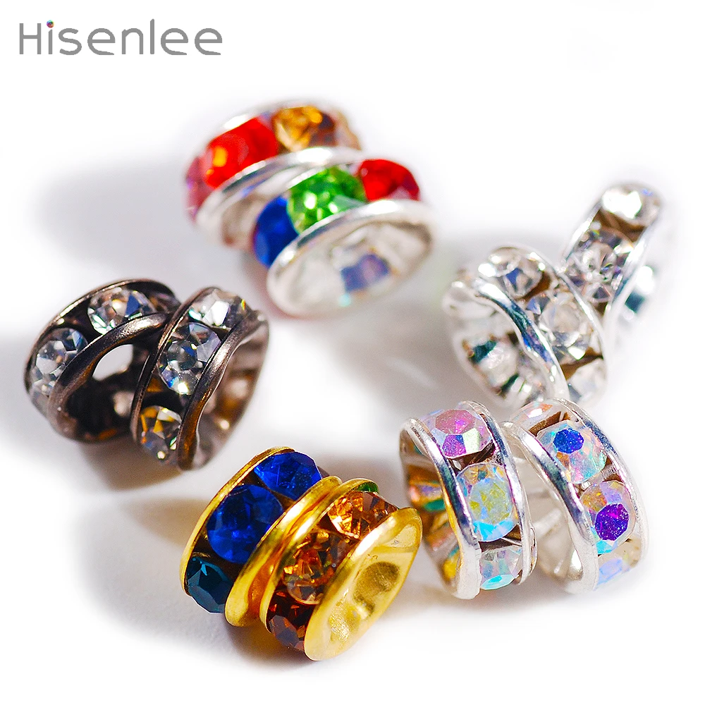 100pcs/lot 8MM Zinc alloy Colourful Round Glass Crystal Loose Beads For Necklace Bracelet DIY Charms Jewelry Making Tools | Украшения и
