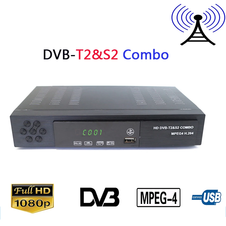 Цифровой спутниковый ТВ ресивер HD 1080P H.264/DVB T2/4 комбинированный декодер DVB T2 тюнер