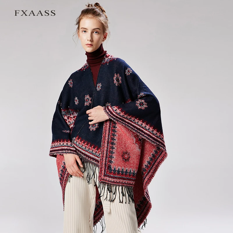 Новинка осенне зимняя шаль FXAASS Модное пончо с подсолнухами женский шарф накидка